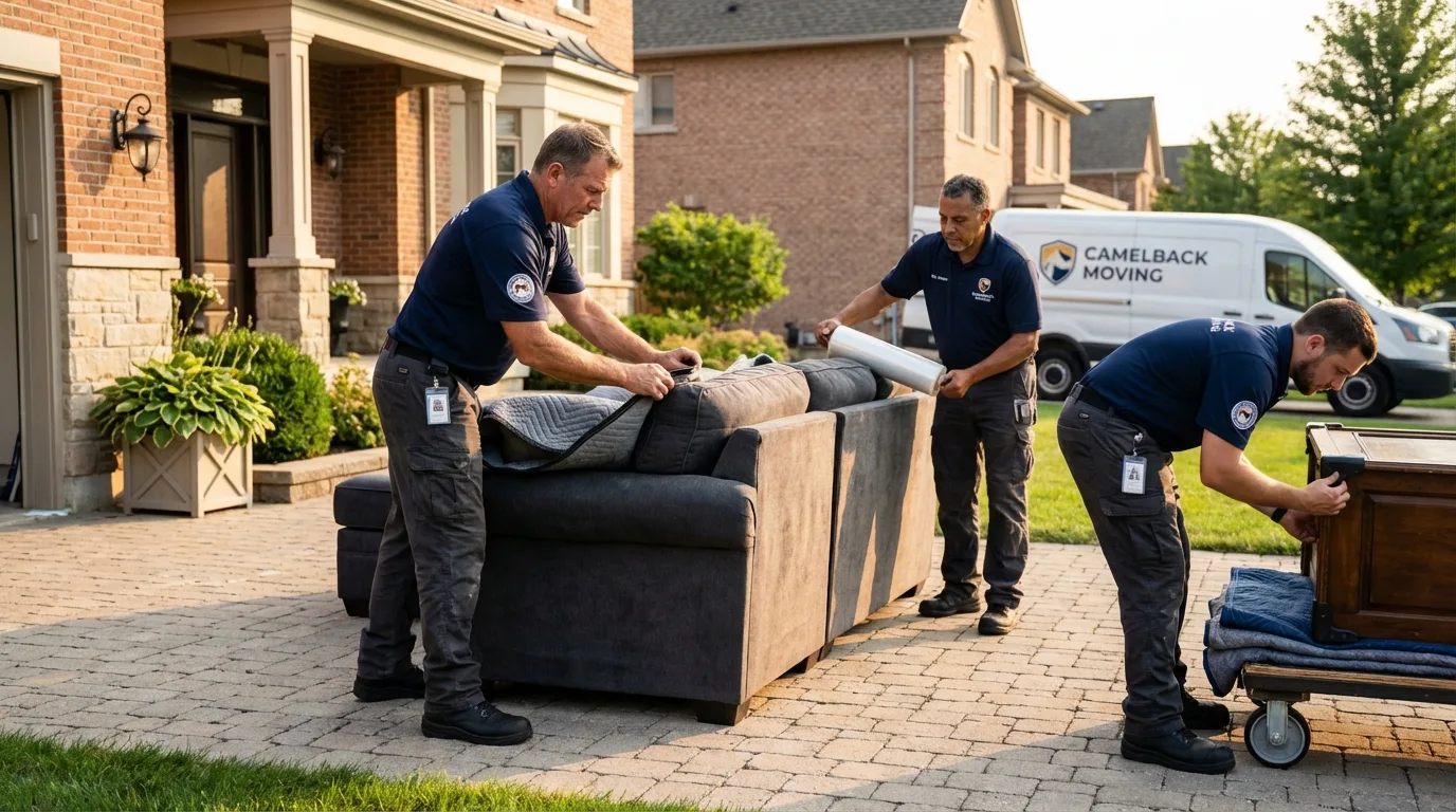 Large estate moving crew wrapping furniture in Greenville, MO