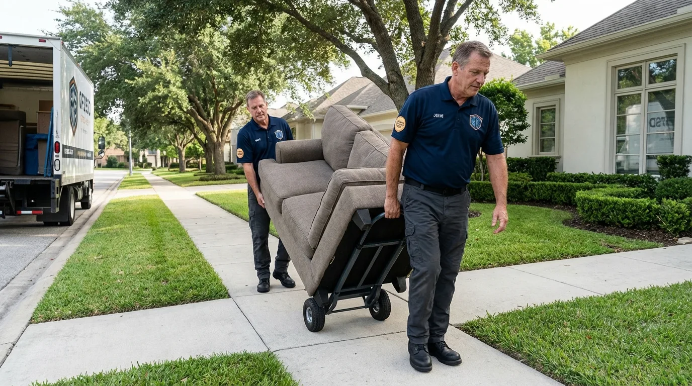 Local residential moving crew loading furniture in Greenville, MO